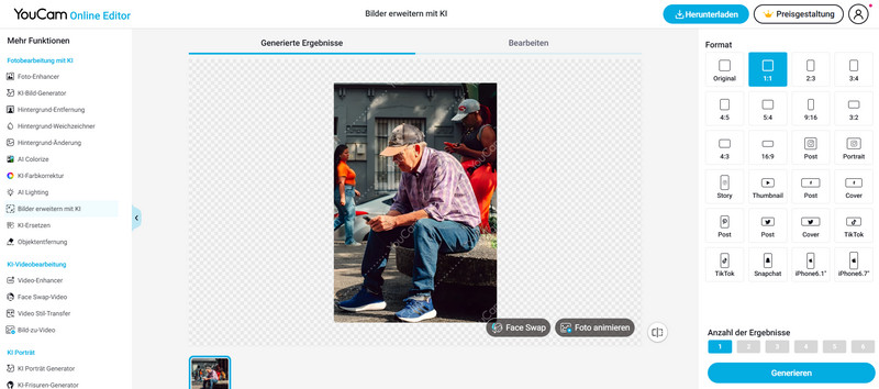 Bild mit YouCam Online Editor erweitern
