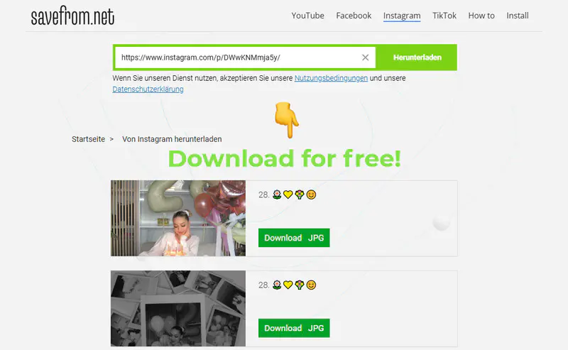 SaveFrom.net Instagram Bilder Download