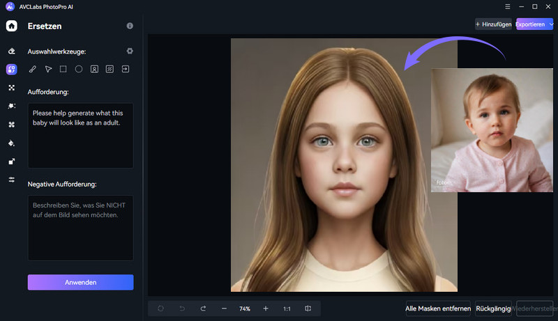Baby als Erwachsener mit AVCLabs PhotoPro AI generieren