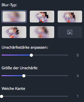 Blur-Typ wählen und die Stärke anpassen