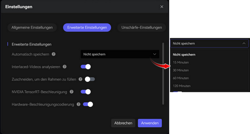 Erweiterte Einstellungen